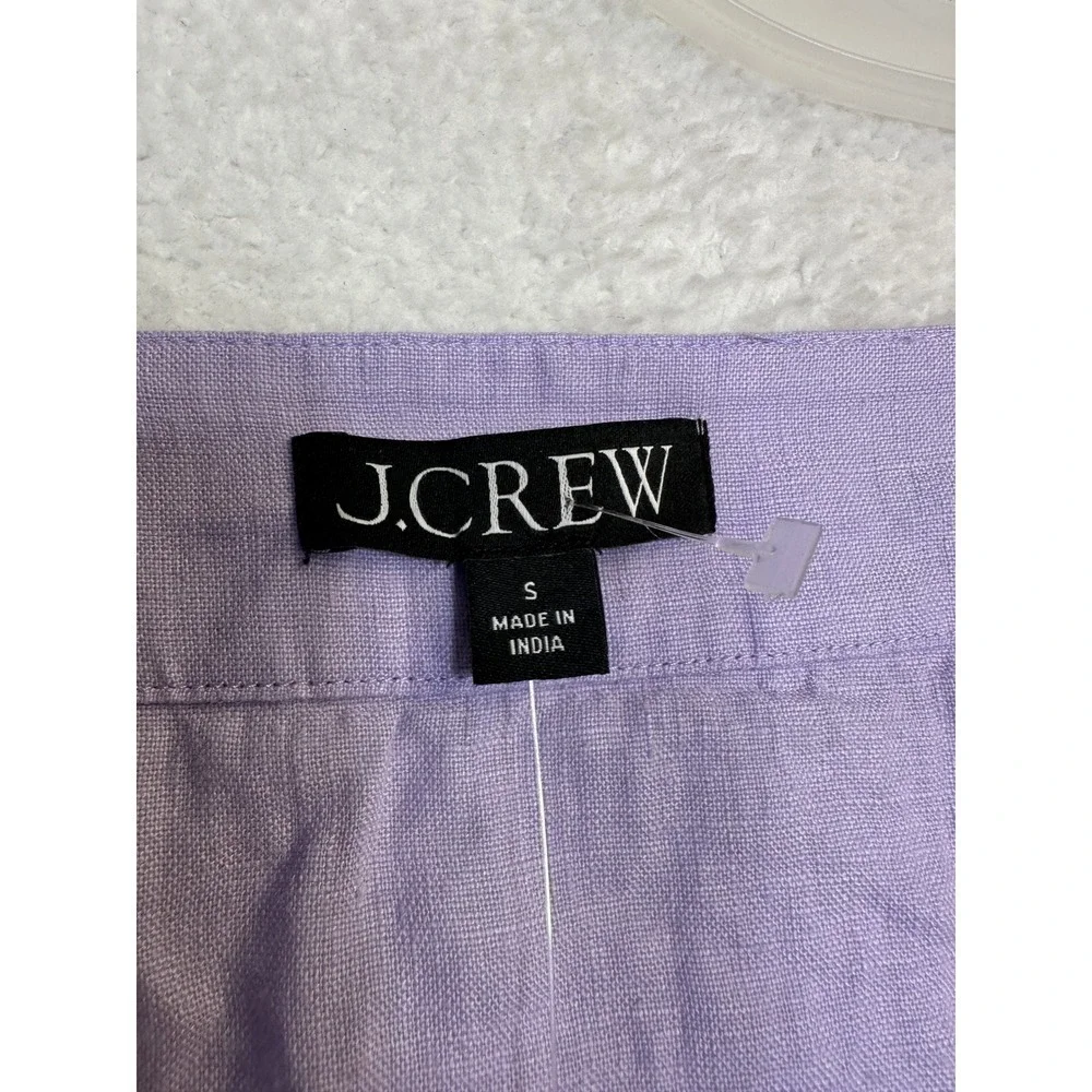 J.‎ Crew Linen Puff Sleeve Square Neck Crop Top Lilac Size S-New-